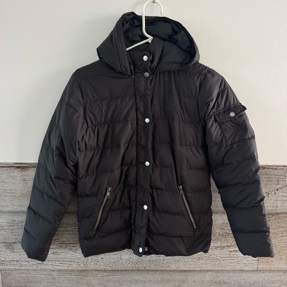 Marmot 700 Fill Down Puffer Jacket Girl Junior Large Winter Parka Black Hooded - Picture 1 of 10